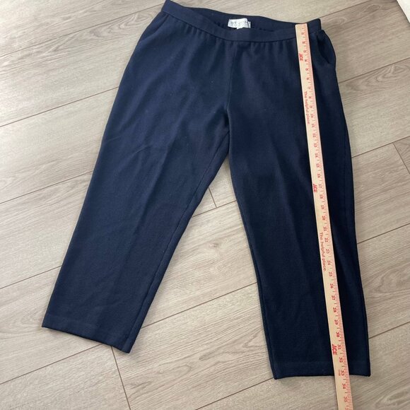 St. John Flat Front Knit Dress Pants Women's Size 14 Short Navy Blue - Picture 6 of 10